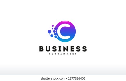 Pixel Letter C logo designs, Circle Pixel C Initial logo