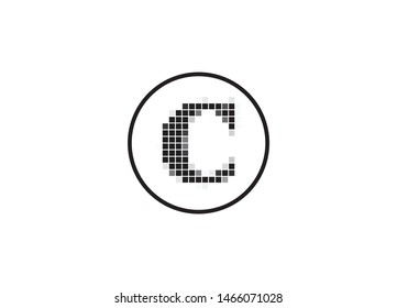 Pixel letter logo design, monogram logo C