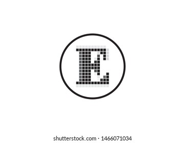 Pixel letter logo design, monogram logo E
