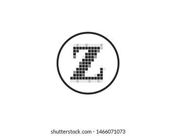 Pixel letter logo design, monogram logo Z
