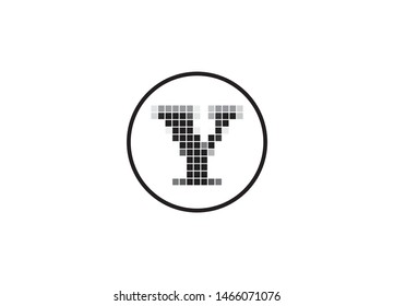 Pixel letter logo design, monogram logo Y