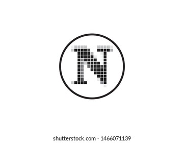 Pixel letter logo design, monogram logo N