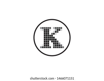 Pixel letter logo design, monogram logo K