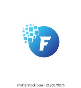Pixel Letter Logo F. F Letter Design Vector with Pixel. Suitable for all business