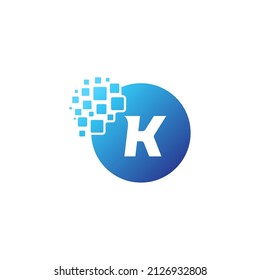 Letra píxeles Logo K. K Letra Vector de diseño con píxeles. Adecuado para todos los negocios