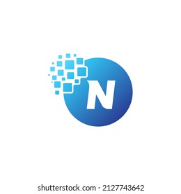 Pixel Letter Logo N. N Letter Design Vector with Pixel. Suitable for all business