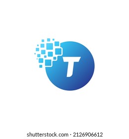 Pixel Letter Logo T. T Letter Design Vector with Pixel. Suitable for all business