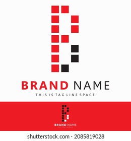 Pixel Letter P B in Grid Form Vector Logo
