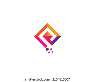 Pixel Letter P Initial Logo Design Element Modern Pixelated gaming style Vector Template.