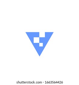 pixel letter V initial logo design template