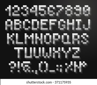Pixel letters, numbers and signs