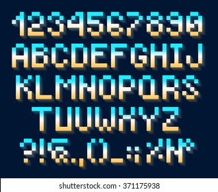 Pixel letters, numbers and signs