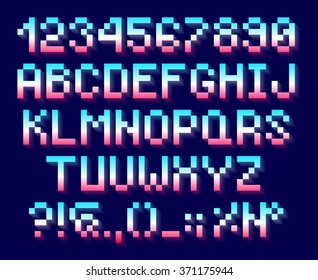 Pixel letters, numbers and signs
