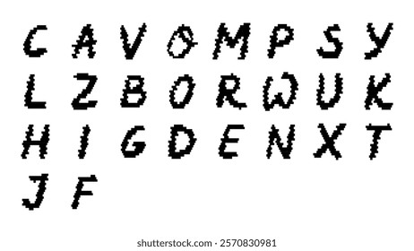 Pixel Letters Set Vector Illustration Isolated