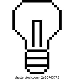 Pixel light bulb icon vector for ideas, innovation, and electricity concepts. Ideal for creative apps, energy themes, or retro game design with pixel-style visuals.