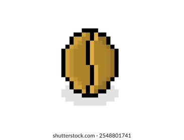 Icono de granos de café tostados con luz de píxel. Vector Pixel Art Coffee Beans 8 bit para la Plantilla del logotipo de la compañía de juegos 