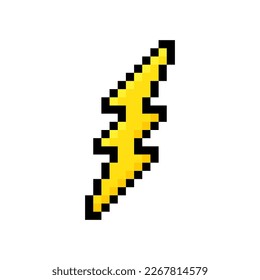 Rayo de píxeles. Tornillo de arte de 8 bits, paro relámpago. Ilustración vectorial.