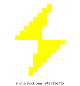 Pixel lightning bolt retro icon. Thunder symbol. Lightning strike vector illustration isolated on white background.