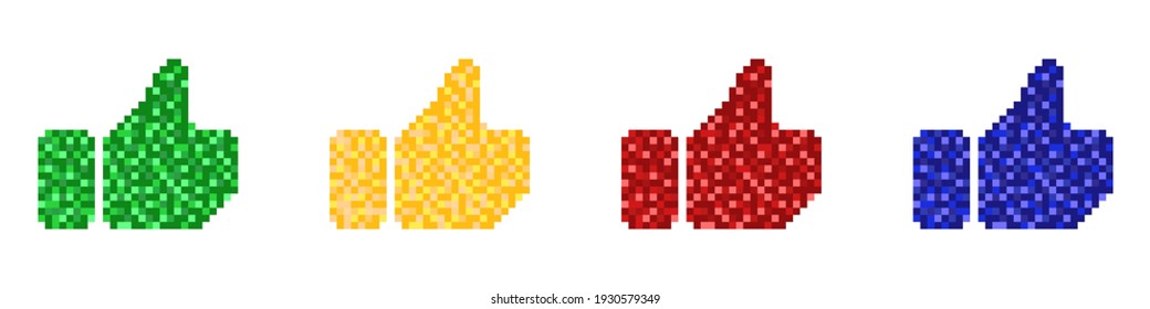 Pixel like icons. Vector set of pixel likes icons in flat style. Pixel likes icons for the internet. Set of icons for web design. Vector illustration.