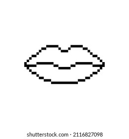 Pixel Lips Icon Vector Game 8 Bit Pixel Art