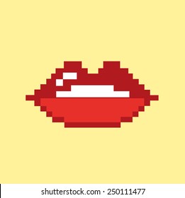 Pixel Lips.vector Illustration Icon