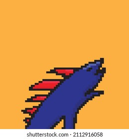 Pixel little kaiju.8bit art vector illustration