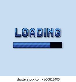 Pixel loading bar. Vector illustration for computer games, web sites.