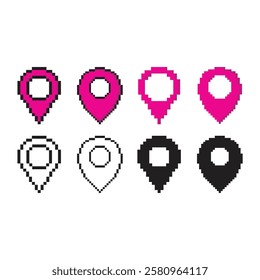 Pixel Location Icon Set Vector Design.