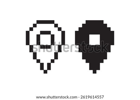 Pixel Location Pin Icon Retro 8-bit Map Marker Vector