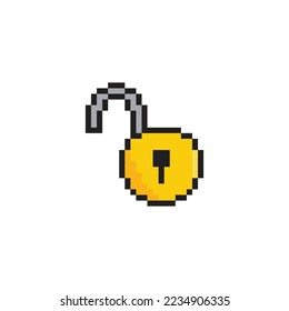  pixel lock icon vector  pixel art for 8 bit game