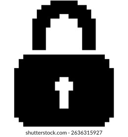 Pixel locking padlock icon vector for digital security and privacy indication. Ideal for app interfaces, safe file access, and cybersecurity protection visuals. - Powered by Shutterstock - Get 15% off with code: PIKWIZARD15