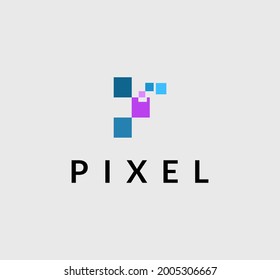 Pixel Logo Design Template Vector