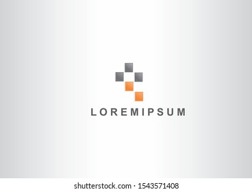 Pixel Logo Template design with black and orange color concept