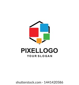 pixel logo template design vector
