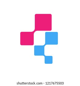 Pixel logo template. Isolated on white background. Vector illustration. Eps 10.
