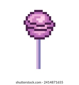 Pixel lollipop, 8 bits, retro, y2k píxel icono en un fondo completamente blanco 