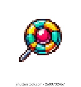 Pixel lollipop icon. Candy sweets for emotions vector. Retro dessert colorful joys.8 bit candy