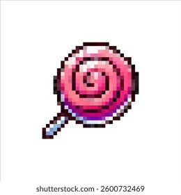 Pixel lollipop icon. Candy sweets for emotions vector. Retro dessert colorful joys.8 bit candy