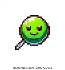 Pixel lollipop icon. Candy sweets for emotions vector. Retro dessert colorful joys.8 bit candy