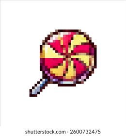 Pixel lollipop icon. Candy sweets for emotions vector. Retro dessert colorful joys.8 bit candy
