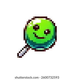 Pixel lollipop icon. Candy sweets for emotions vector. Retro dessert colorful joys.8 bit candy
