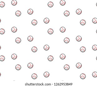 Pixel look art vector baseball balls seamless pattern different