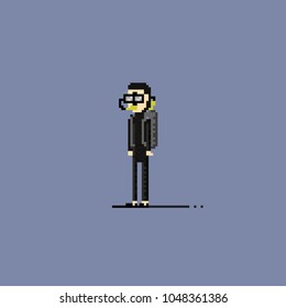 Pixel look scuba diver.8bit art vector illustration.