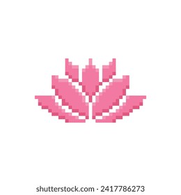 pixel lotus icon for 8 bit games company logo template 