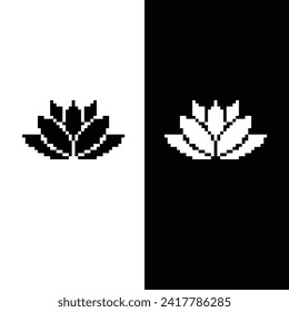 pixel lotus icon for 8 bit games company logo template 