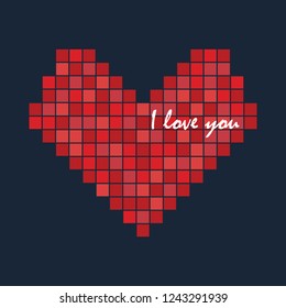 Pixel love vector. Heart icon. Logo design