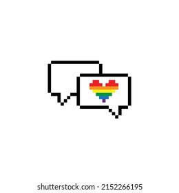  pixel i love you heart Gay  LGBT pride rainbow icon vector  pixel art 8 bit 