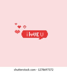 Pixel i love you speech bubble.valentine's day.8bit.