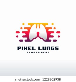 Pixel Lungs logo designs concept vector, Lungs Technology logo template