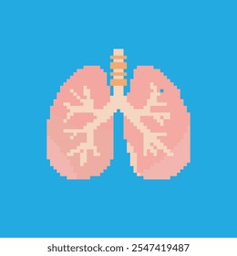 Pulmones de píxel, Ilustración vectorial sobre fondo aislado.